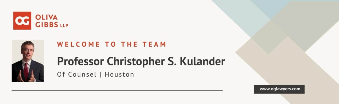 PR Banner - Oliva Gibbs LLP Welcomes Professor Christopher Kulander